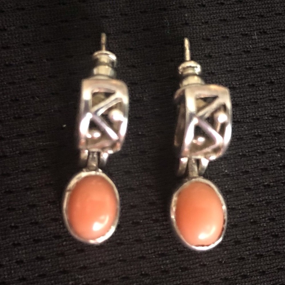 Vintage Orange Coral Earrings